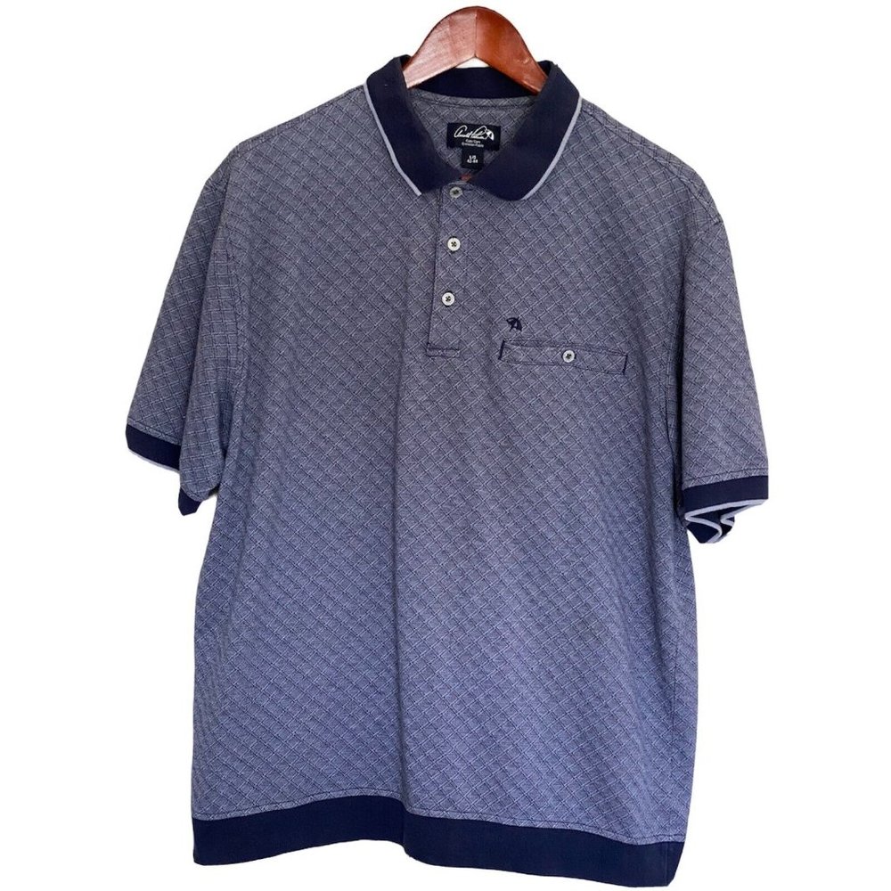 Arnold Palmer Easy Care Polo with Pocket Blue L Large 3 Button Vintage 90's
